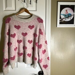 Super Soft Cozy Heart Sweater Size Large